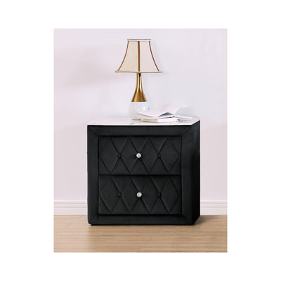 1pc Faux Marble Top Nightstand