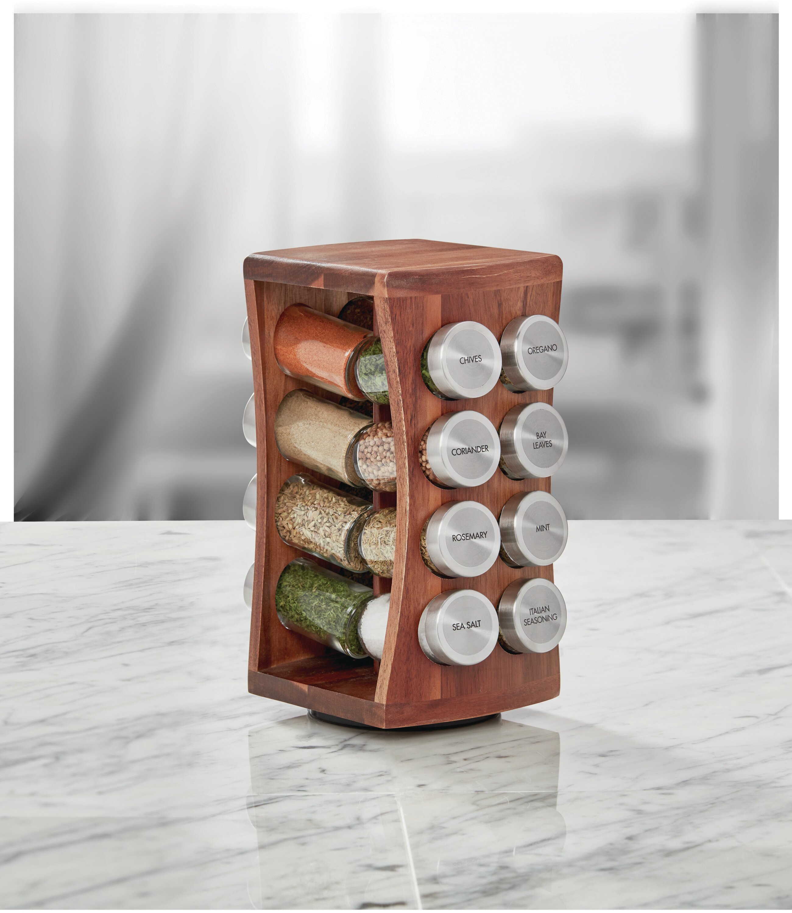 Kamenstein 20 Jar Vintage Revolving Countertop Spice Rack Organizer with Spices  Included
