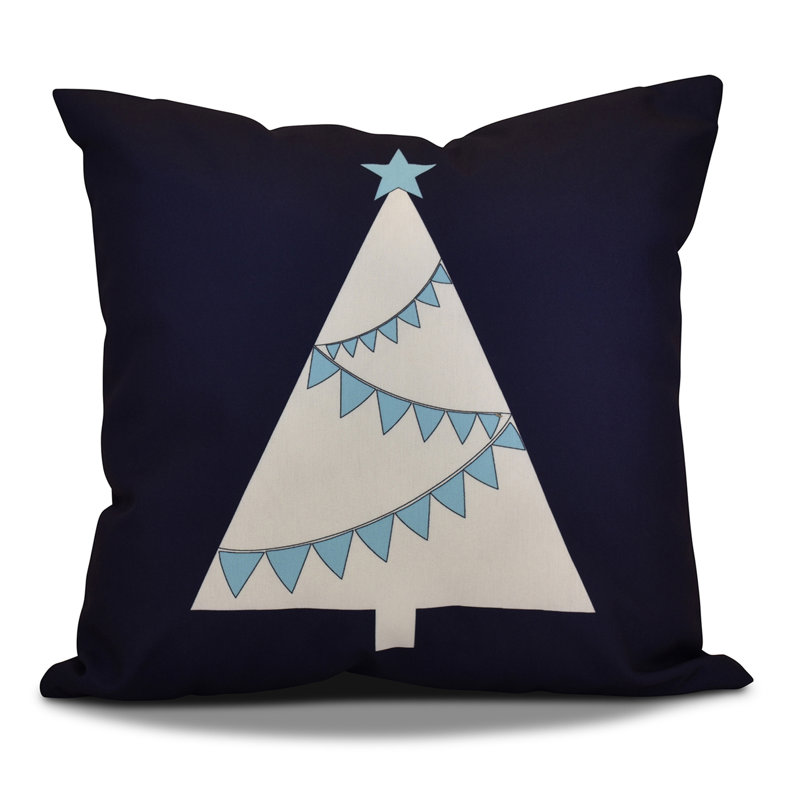 Jump For Joy Reversible Throw Pillow, 16" H x 16" W, Navy Blue