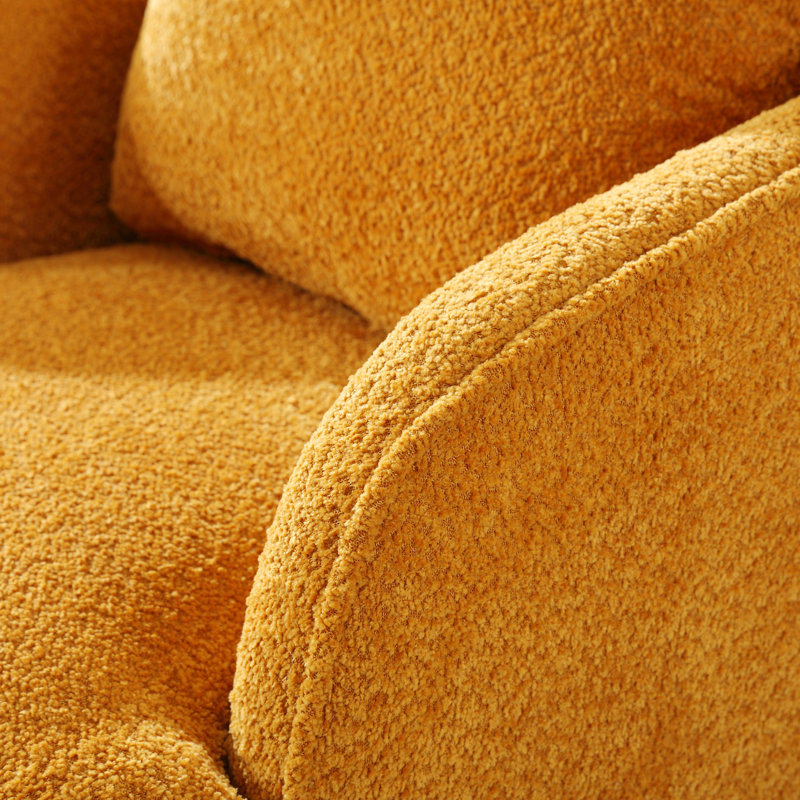 Dalbert 30.3'' Wide Swivel Barrel Chair, Mustard 100% Polyester