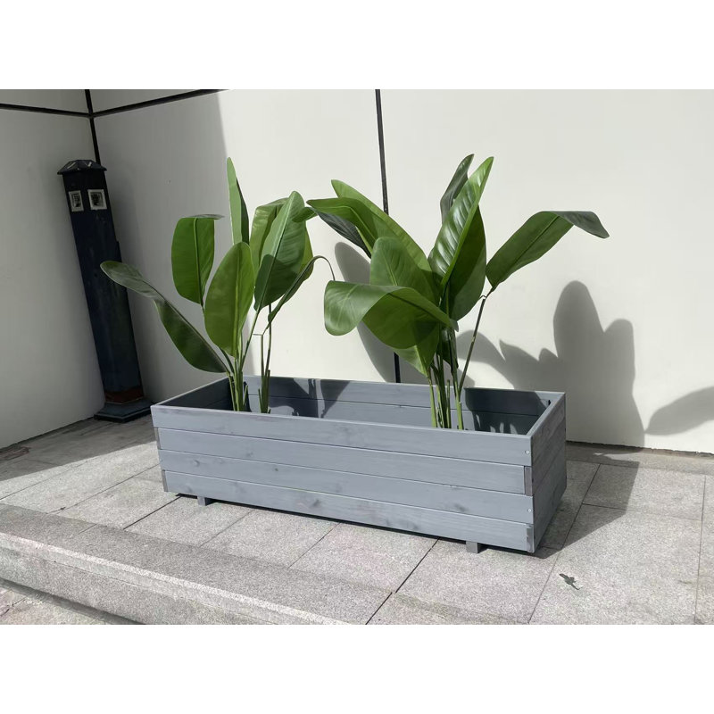 Handmade Wood Planter Box, Grey, 32cm H x 119.89cm W x 39.88cm D