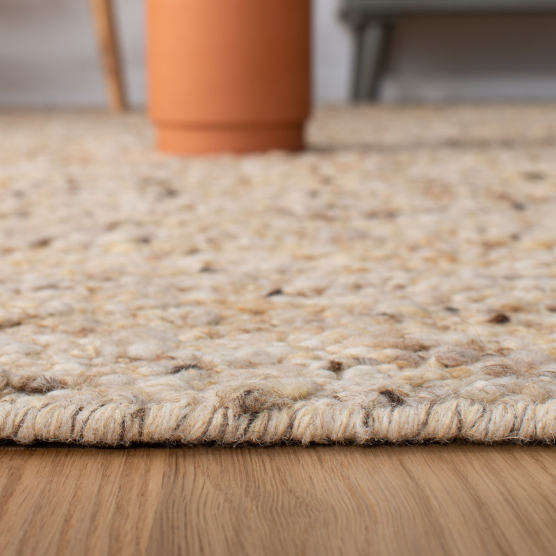 Sisco Hand Woven Wool/Cotton Abstract Rug in Beige, Rectangle 2' x 3'