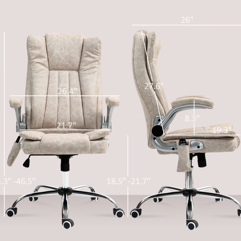 Fauteuil de bureau blanc crème, avec massage par vibration ciblé et siège réglable rabattable pour une meilleure posture de chaleur crémeuse, de hauteur et de pivotement sans effort