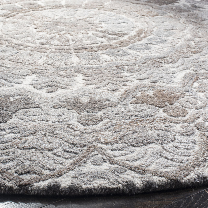 Gray and Ivory Hand-Tufted Wool Runner Rug