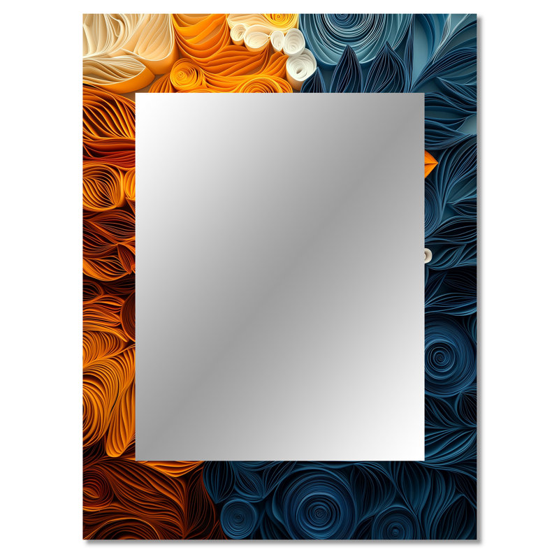 Blanc floral Botanical Whirlwind I - miroir botanique, miroir mural blanc unique, impression d'art en métal, 40 po x 30 po