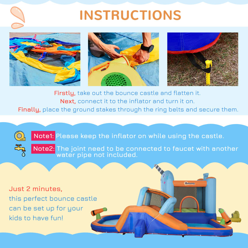 14' x 14' Bounce House with Water Slide and Air Blower