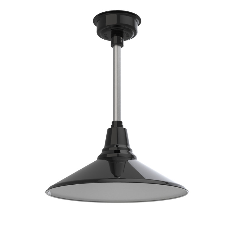 Luminaire suspendu à cône simple 1 lumière Albali, Noir, H 48 po x l 18,25 po x P 18,25 po