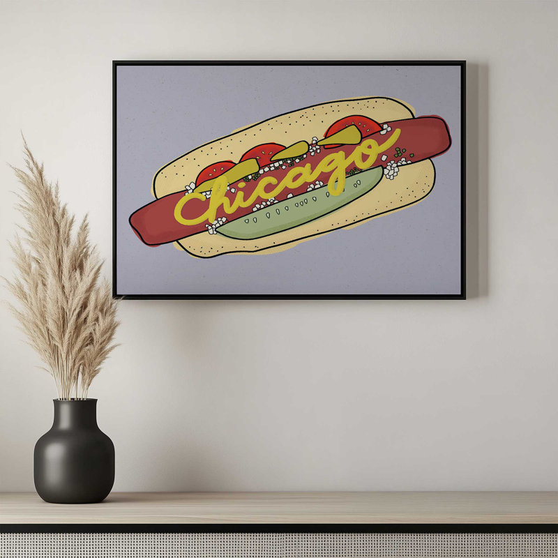 «Chicago Hot Dog» par Deny Designs, reproduction d'art, 12 x 16, Brun, Toile avec cadre