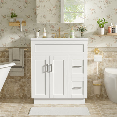 Meuble-lavabo avec 2 tiroirs et tablette réglable