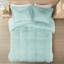 Couette mini en fourrure longue shaggy bleue, taille Twin/Twin XL, réversible