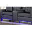 Canapé en tissu avec lumières DEL et console de rangement