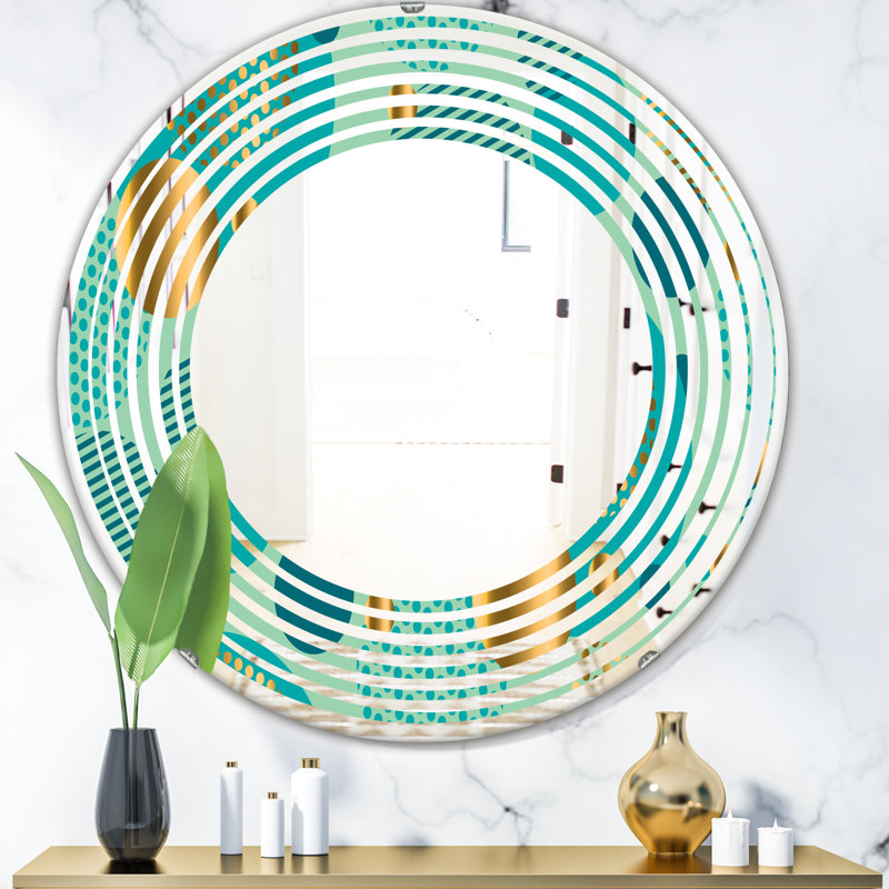 Miroir mural Coastal, H 31,5 po x l 31,5 po, Tourbillon, feuillage et géométrie