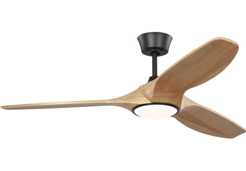 Selen Smart LED Ceiling Fan, Natural Honey, Midnight Black, 52" Wide