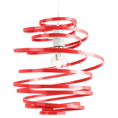 Contemporary Gloss Double Ribbon Spiral Swirl Ceiling Light Pendant