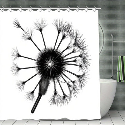 Black Dandelion Shower Curtains, 71 X 71