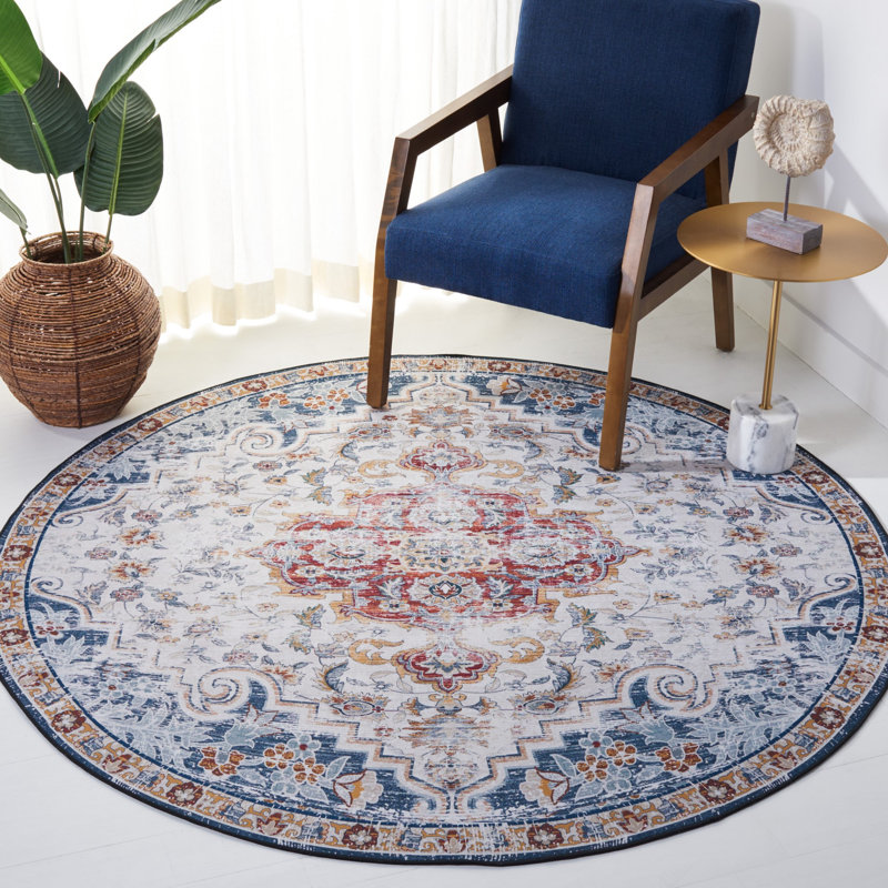 Tapis 117 gris / rouille 117, Rond 6 pi