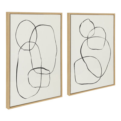 871 Modern Circles and 869 Going in Circles by Teju Reval Framed Canvas Wall Art Set