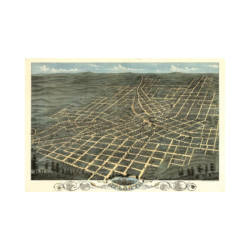 Atlanta Map 1871 - Wrapped Canvas Print, 152.5 cm H x 101.5 cm W