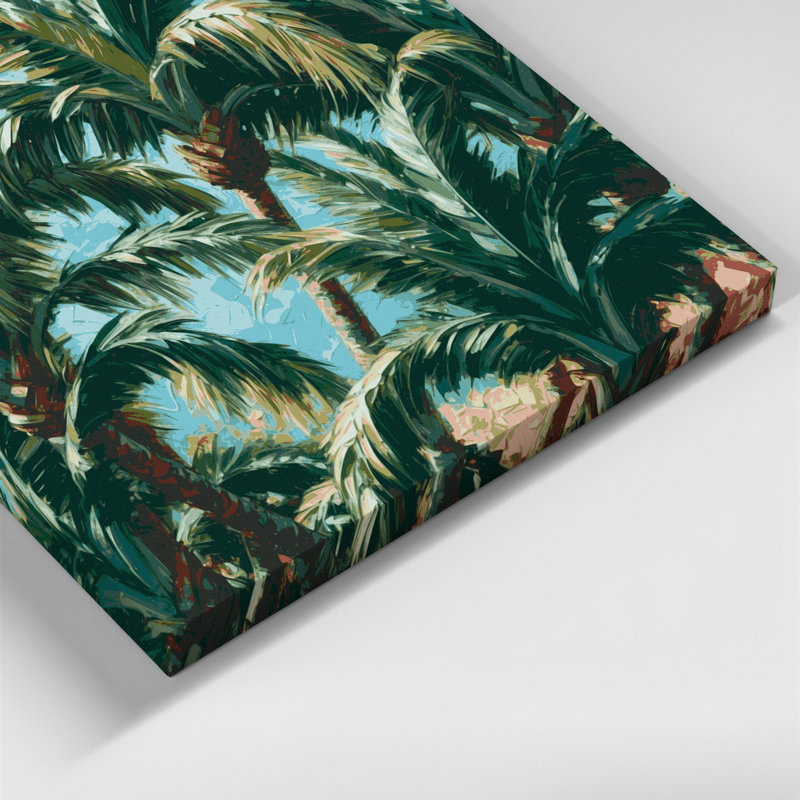 Art sur toile vert, groupes de palmiers hawaïens, H 16 po x l 16 po