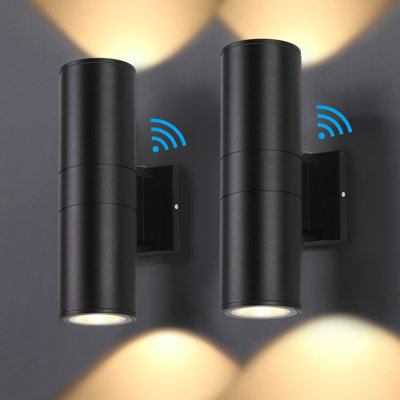 Dusk to Dawn Outdoor Lighting Wall Lights 12W 2700K Integrated LED Cylinder Up Down Lights, IP65 Waterproof Aluminum Exterior Wall Sconce for Porch Patio