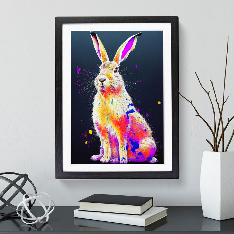 Paint Splashed Hare - Framed Print, Black, 64cm H x 46cm W x 2cm D