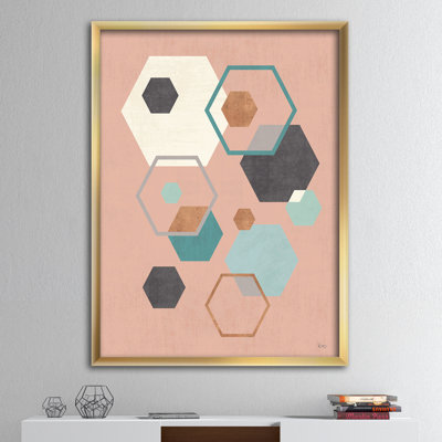 «Geometric Hexagons Pattern II», reproduction sur toile encadrée