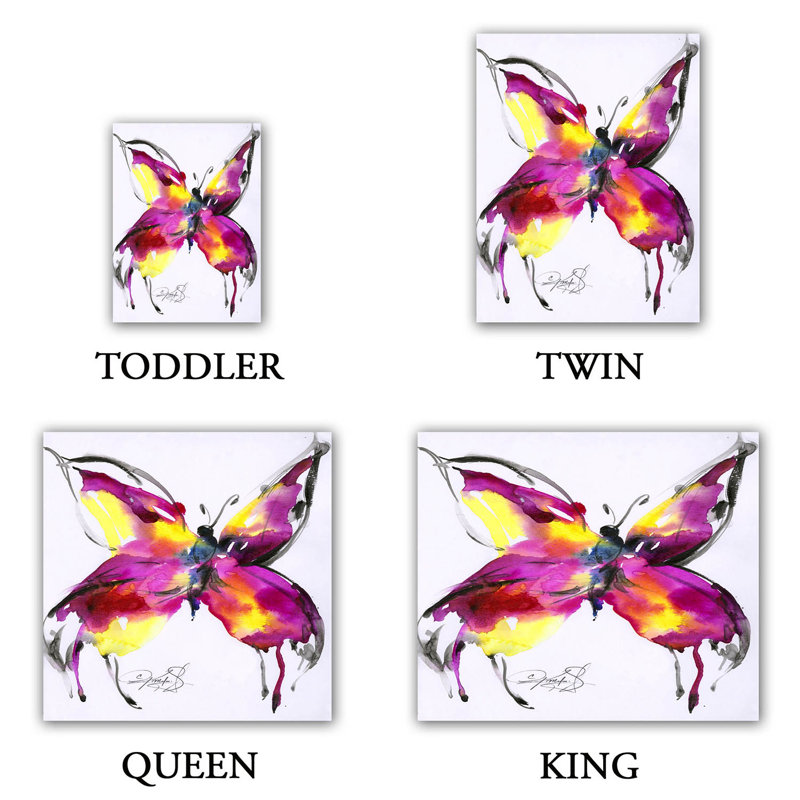 Ensemble de housse de couette papillon bliss, 1 housse de couette grand + 2 taies standards