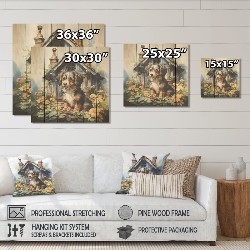 Cozy Cavapoo Cottage - Chien sur bois, H 36 po x l 36 po