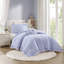 Ensemble d'édredon 3 pièces pour lit simple / simple TG Vichy avec bord à volants et coussin décoratif rond
