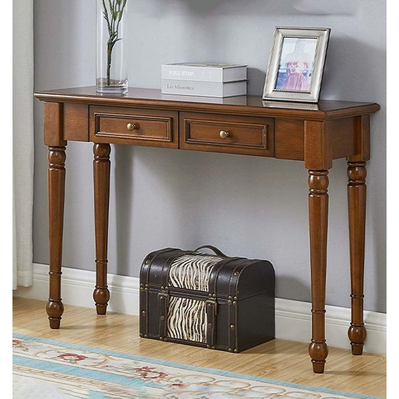 Table d'entrée minimaliste de style campagnard avec pieds tournés, H 29,92 po x l 39,37 po x P 13,78 po, Brun