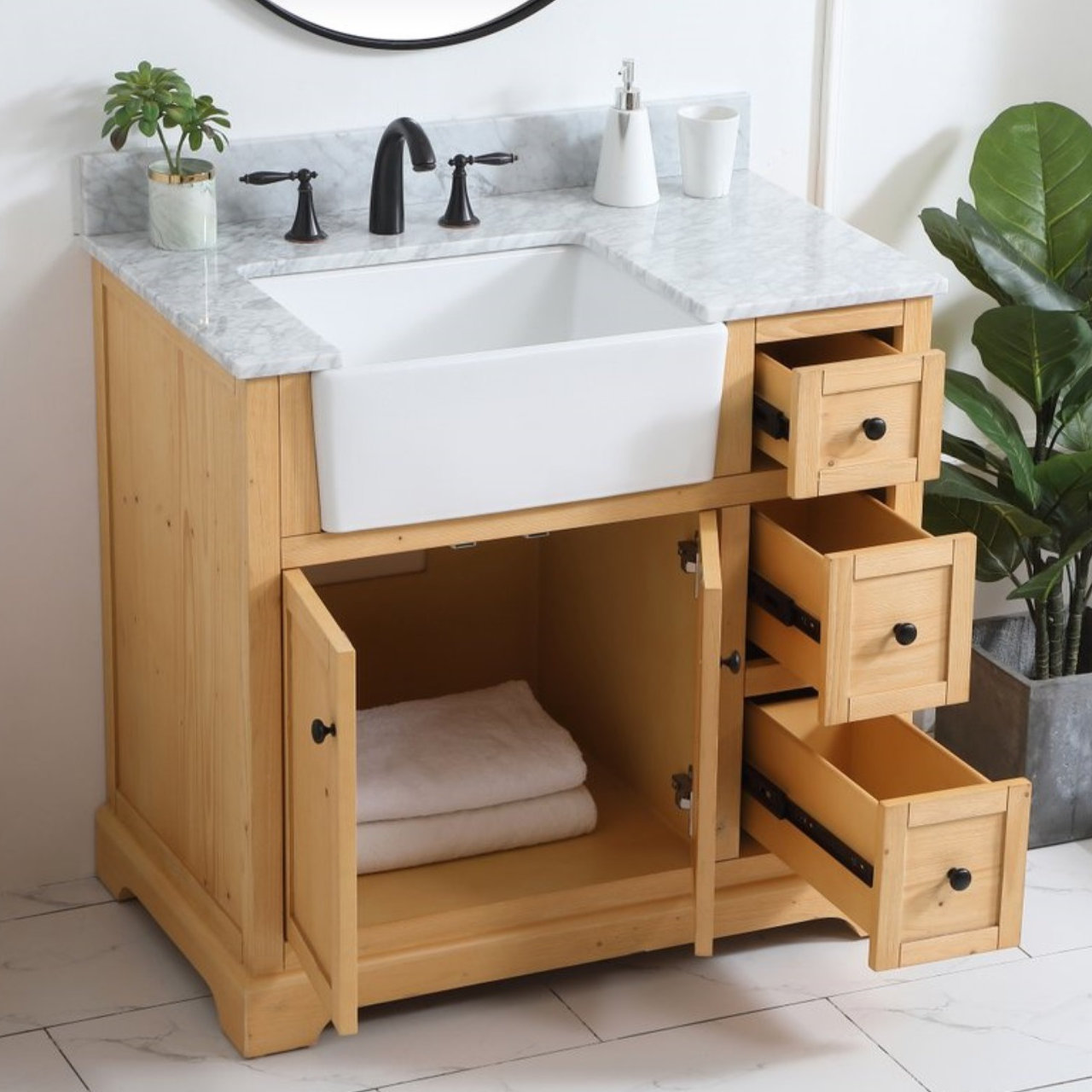 Pardue 36'' Single Bathroom Vanity, Natural Wood