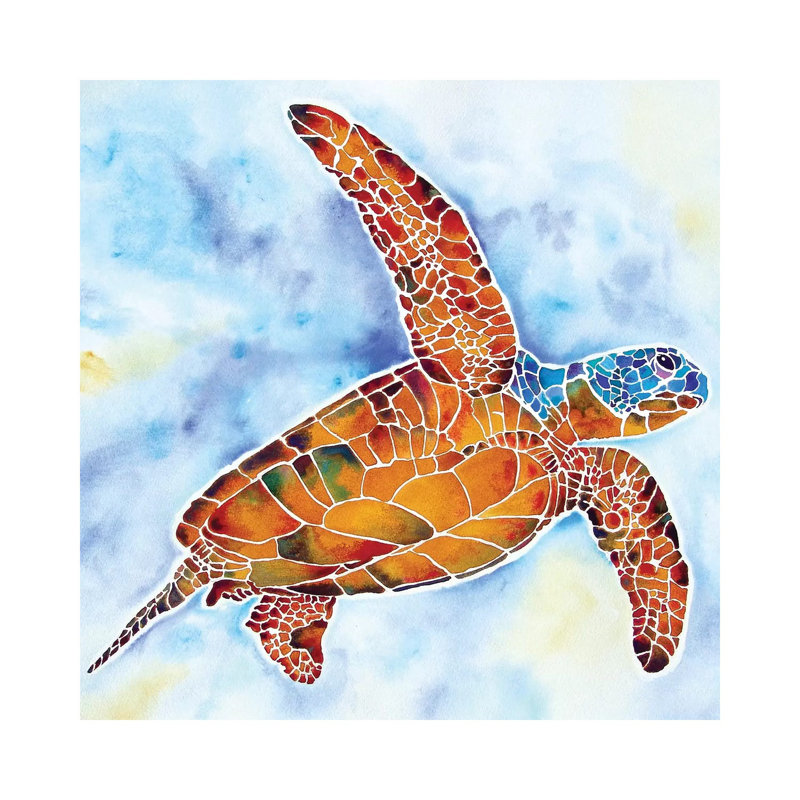 «Sea Turtle Ponce Inlet» par Jo Lynch - reproduction, Toile tendue, Aucun mat, H 18 po x l 18 po x 1,5 po