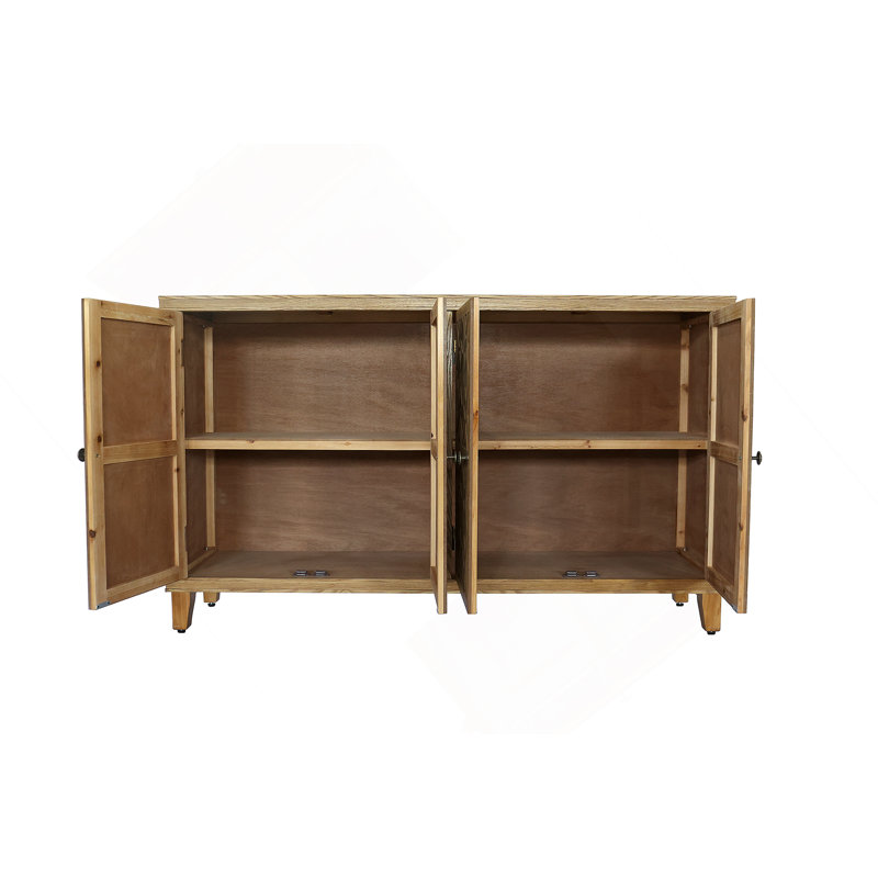Armoire d'appoint polyvalente avec quatre portes, idéale pour plusieurs pièces, offrant un espace de rangement et de présentation pour la décoration intérieure