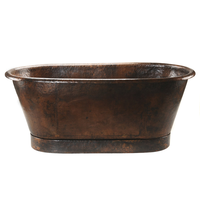 72" Hammered Copper Modern Style Bathtub