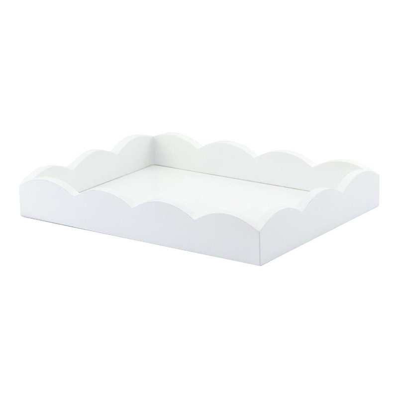 Petit plateau festonné laqué, Blanc