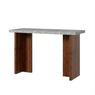 55" Bar Table for 4-6 People with Faux Marble Top, Modern Rectangular Counter-Height Pub Table