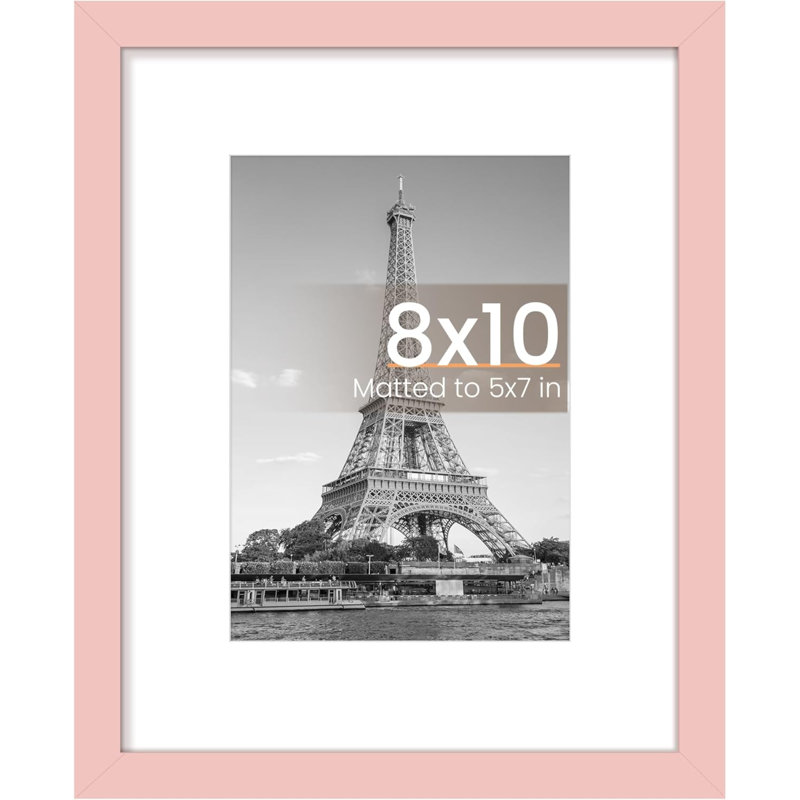 Cadre 8x10, présentoir 5x7 avec passe-partout ou 8x10 sans passe-partout, cadre photo mural, paquet de 1, Rose