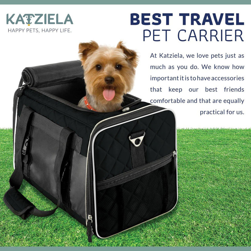 Sac de transport pour animaux Katziela, Noir, H 11 po x l 11 po x P 15 po