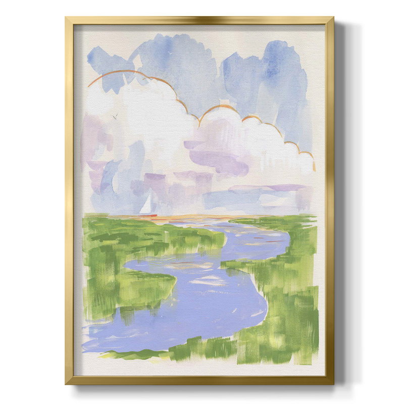 «Low Country River Vista I», reproduction encadrée de qualité supérieure - prête à être accrochée, H 42,5 po x l 30,5 po