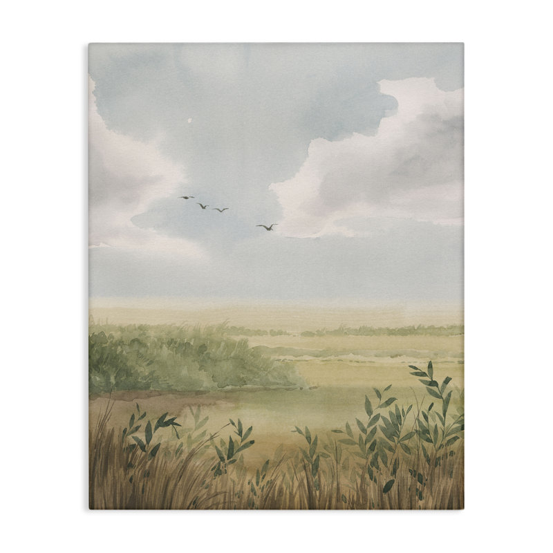  «Birds over Grasslands», art mural sur toile par Grace Popp, H 30 po x l 24 po