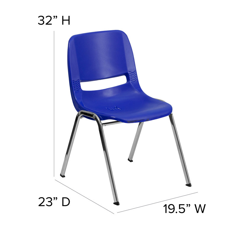 Navy Chrome Ergonomic Mid-Back Stacking Chair for Education