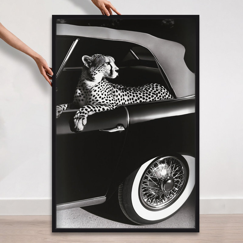 Oliver Gal Convertible Feline I Animals - Luxury Shadowbox Framed Wall Art, 47" H x 32" W, Black
