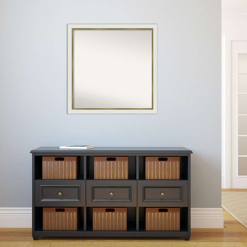 Eva White Gold Narrow Bathroom Vanity Non-Beveled Wall Mirror, 30 " H x 41 " W
