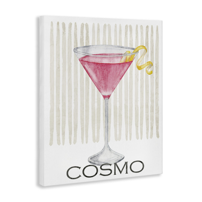 Cosmo rose sur toile rayée, design par Kim Allen, H 30 po x l 24 po
