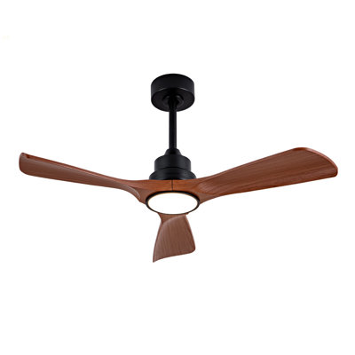 Hot Sales 42 Inch Modern Black Ceiling Fan With Light 3 ABS  Blades Remote Control Reversible DC Motor With Dimmable LED