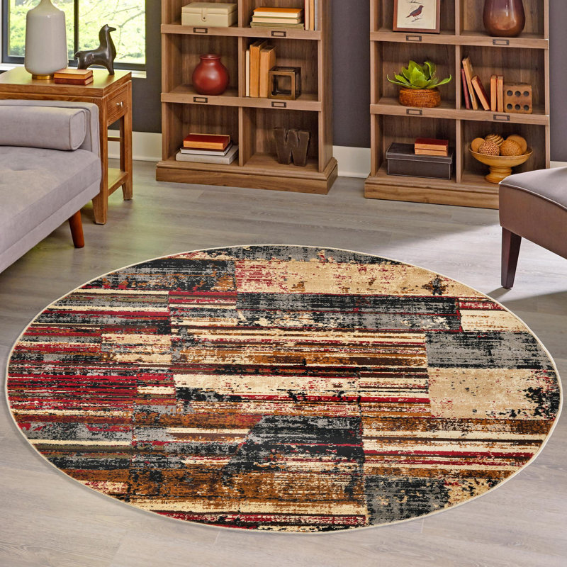 Knowle Geometric Indoor Rug, Round 5'3"