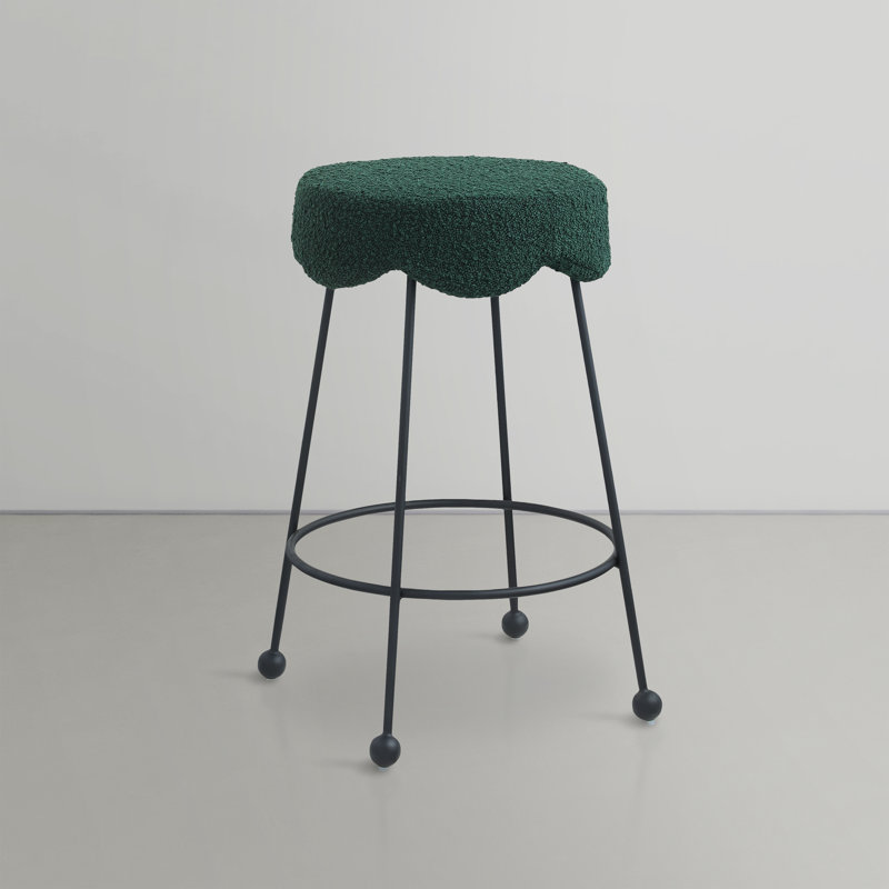 Fleur Boucle Fabric Counter Stool, Green Boucle Fabric