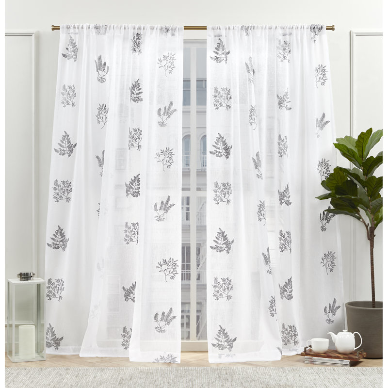 Nicole Miller New York Mabel Sheer Rod Pocket Curtain Panels Pair, 54" W x 108" L, Gray