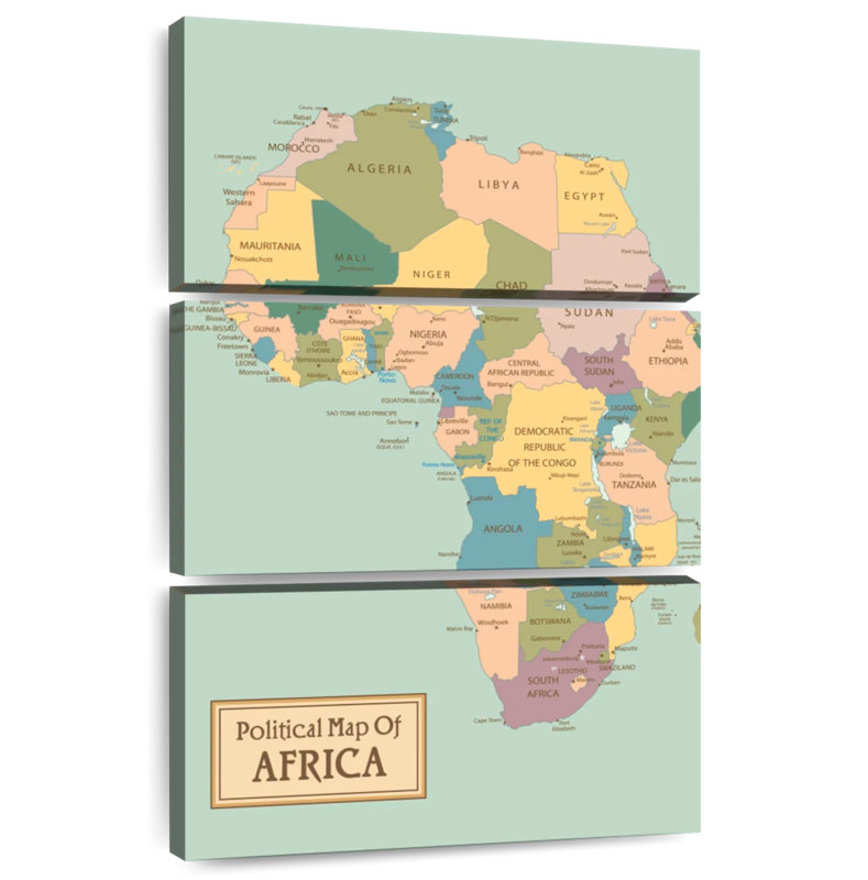 Carte politique de l'Aliaz en Afrique, H 74 po x l 48 po