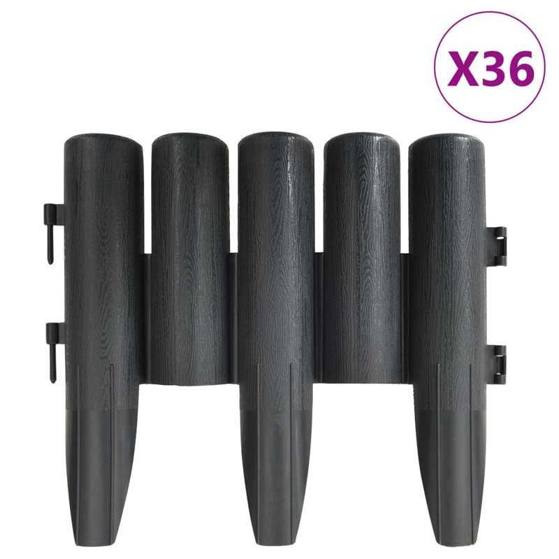 36 bordures de gazon vidaXL anthracite 32,8 pi PP